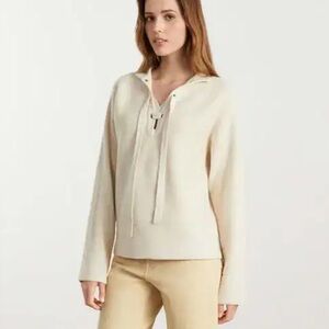 Everlane Women's Cream Lace Up Sweater